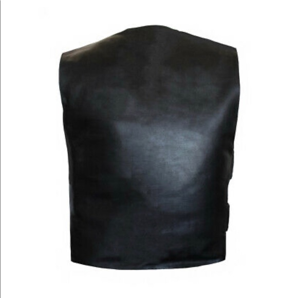 Men Tactical Bullet Proof Style Motorcycle Biker Concealed Carry Leather Vest - Picture 4 of 5